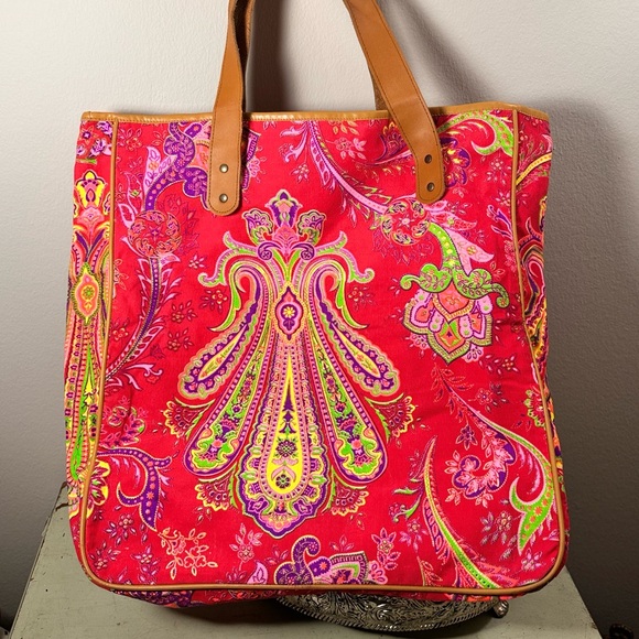 Vintage Vibrant Paisley Print Mod Tote XL - Picture 3 of 13